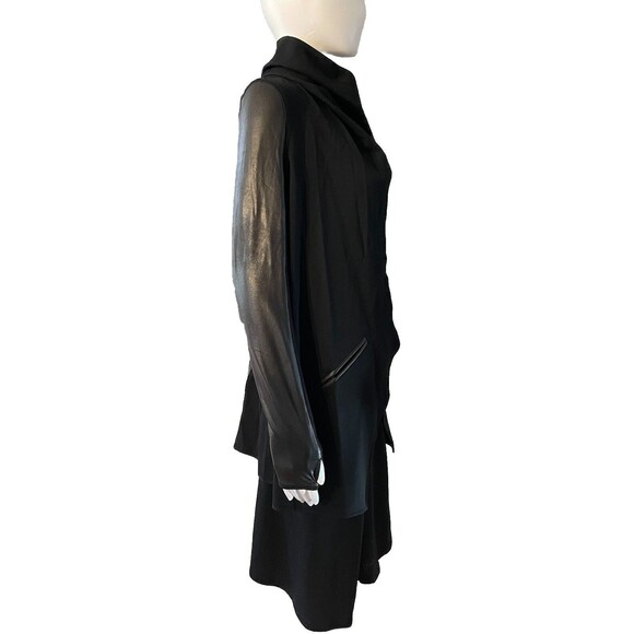 NEW Spanx Drape Front Jacket Faux Leather Shapewear Goth Black 50176R SZ XS - Picture 4 of 12